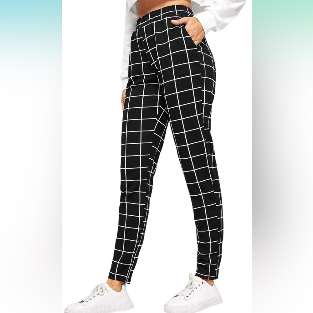SweatyRocks Women's Pants Casual High Waist Skinny Leggings Stretchy Work Pants